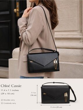 Chloé Cassie Shoulder Bag – Authentic – Black Leather – Made in Italy